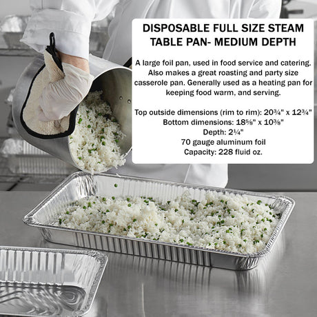 Full Size Steam Table Foil Pan  Medium Depth -  Case of 50  #7800