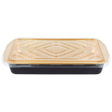 Large 108 oz. Black and Gold Foil Entrée or Casserole Pan with Dome Lid - Case of 25