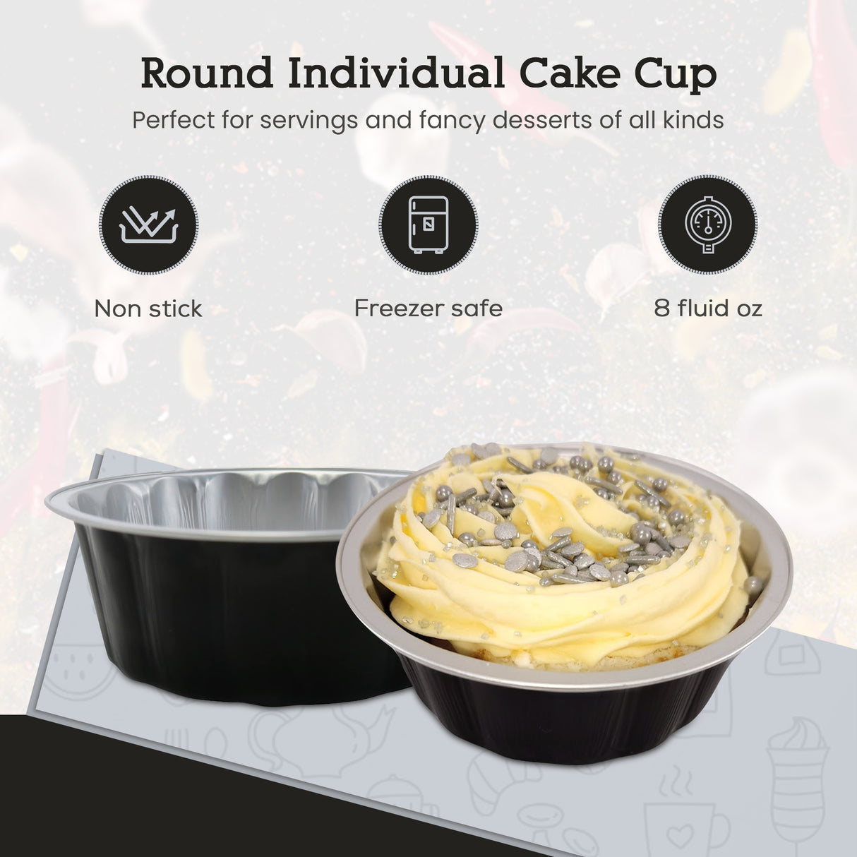 8 oz. Round Disposable Aluminum Foil Colored Dessert Pan - Case of 1000- #A8NL