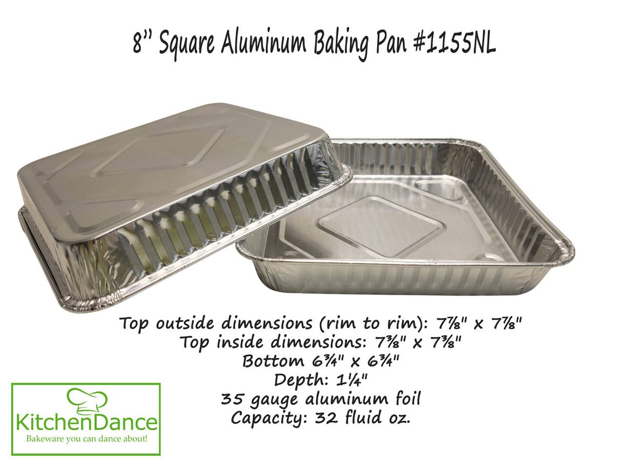 8" Square Disposable  Aluminum Baking Pan  - Case of 500 - #1155NL