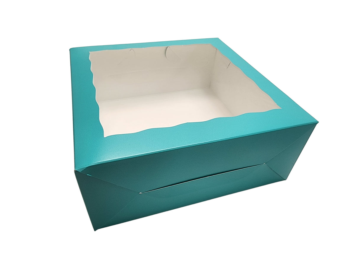 10 x 10 x 4 Colored Lock Tab Window Bakery Boxes - Case of 100 - #10104W