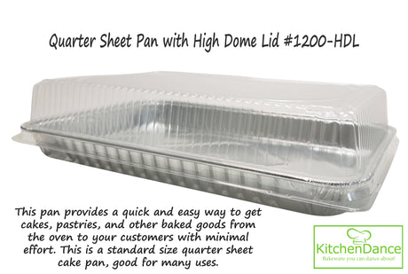 Quarter Sheet Cake Pan with Plastic Dome Lid - Case of 100 - #1200P