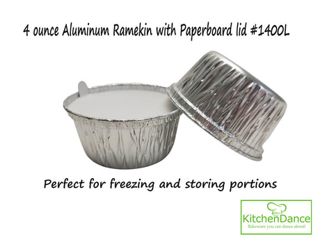 Disposable 4 oz. Foil Ramekins w/ Board Lid Case of 1000  #1400L