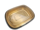 Large 64 oz. Black and Gold Foil Entrée or Take Out Pan with Dome Lid - Case of 50