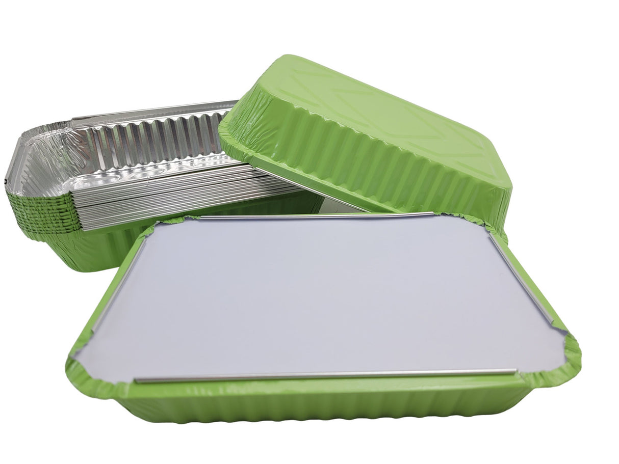 1½ lb. Shallow Colored Oblong Foil Pan with Board Lid - Case of 1000 - #6417L