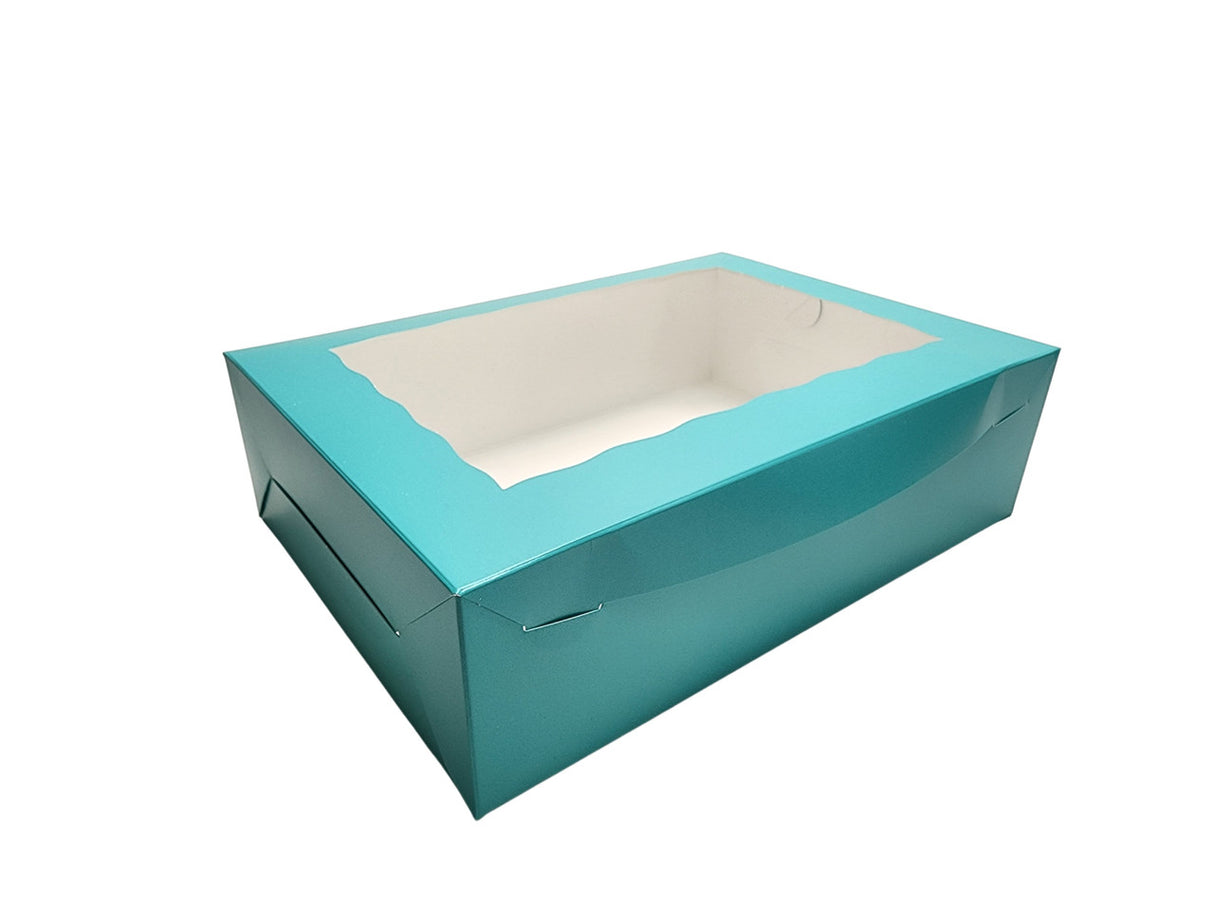 14 x 10 x 4 Colored Lock Tab Window Bakery Boxes - Case of 100 - #14104W