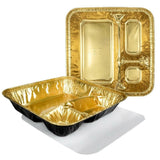 Black & Gold X- Large 3 Compartment Tray with Board Lid - Case of 250 - #2345L