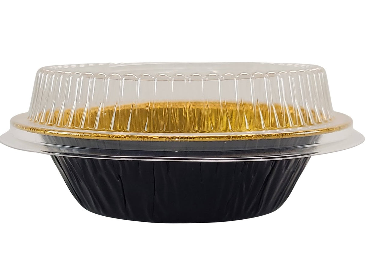 5" Disposable 8 oz.  Foil Tart or Pie Pan w/ Snap on Lids  Case of 1000 - #501P