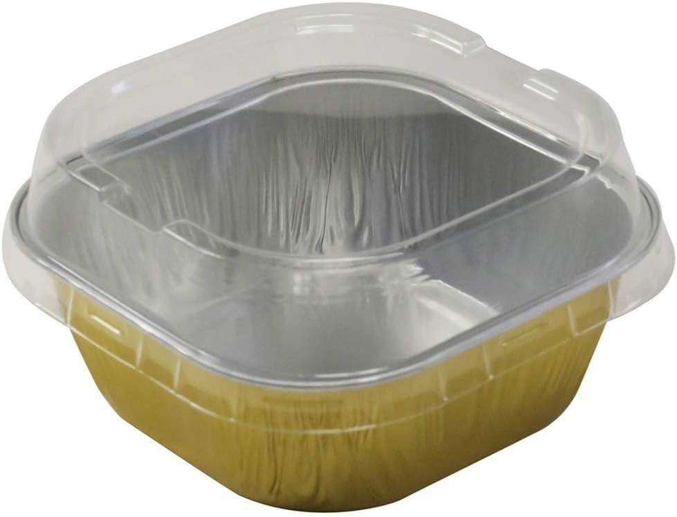 4" Square Colored Aluminum Foil Dessert Pan w/ Lids Case of 1000- #A6P