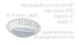 6" Disposable Aluminum Foil Standard Pie Pan -Case of 500  #600