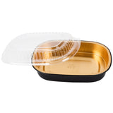 23 oz.  Black and Gold Foil Entrée or Take Out Pan with Dome Lid - Case of 100 - #9331PT