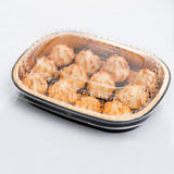 23 oz.  Black and Gold Foil Entrée or Take Out Pan with Dome Lid - Case of 100 - #9331PT