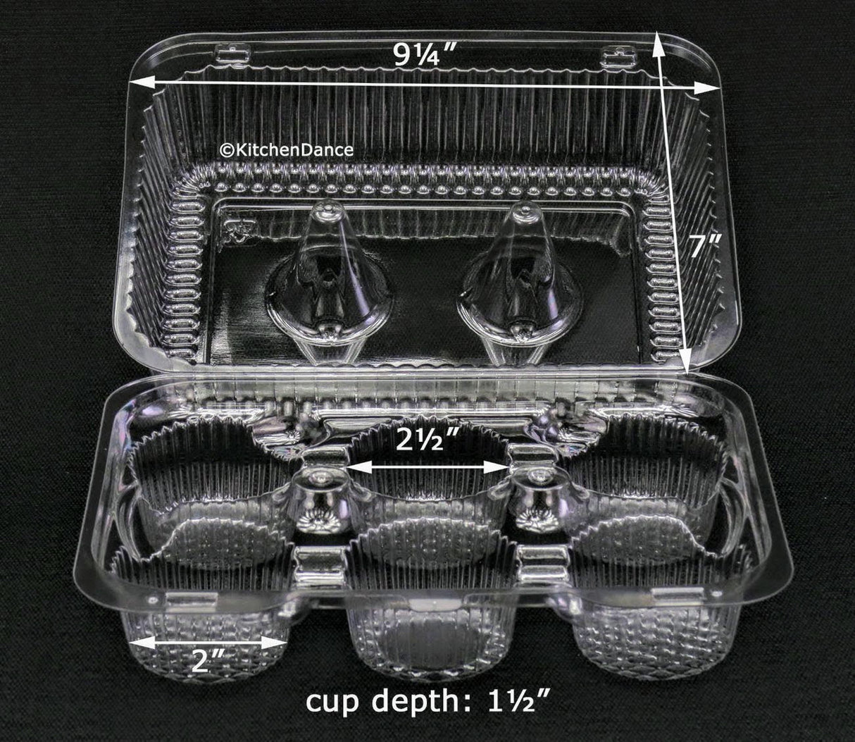 High Dome 6 Count Plastic Cupcake Container - Case of 300 - #CPC56