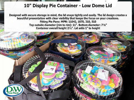 10" Plastic Pie Container - Low Dome Lid - Case of 160 - #WJ44