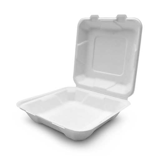 Earth Smart 8 x 8  x 3 Molded Fiber 1 Compartment Hinged Take Out Container - Case of 200