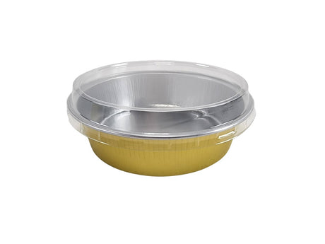 8 oz. Smoothwall Colored Disposable Foil Pan with Snap-on Plastic Lid - Case of 1000 - #A42P