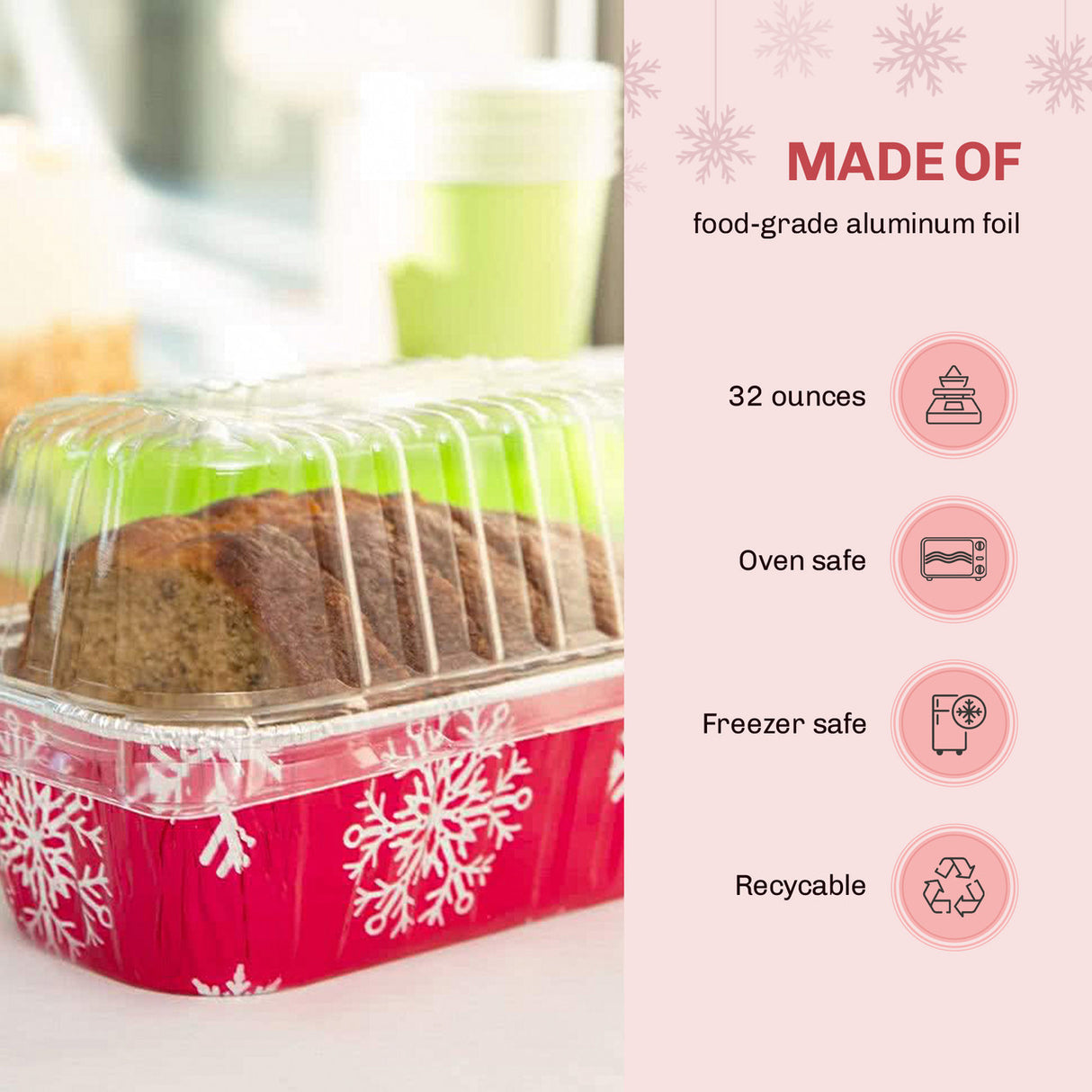 2 lb. Holiday Foil Loaf Pan with Plastic Lid - Case of 100 - #9401P