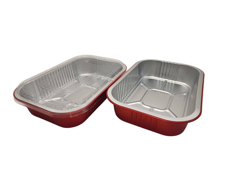 8" x 5" Colored Heavy Aluminum Entrée Pan with Lid - Case of 500 - #A67P