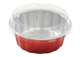 8 oz. Round Colored Disposable Foil Pan with Snap-on Plastic Lid - Case of 1000 - #A8P