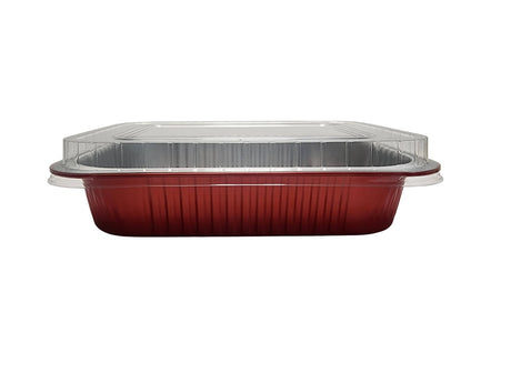 11" x  7" Colored Heavy Aluminum Entrée Pan with Snap on Dome Lid - Case of 200  #A71P